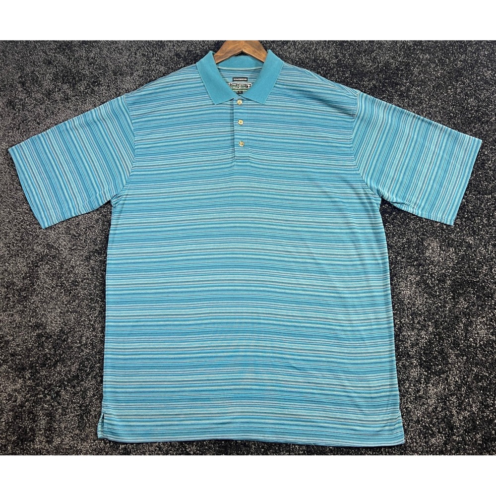 VTG Lone Cypress Pebble Beach Polo Shirt Mens L Luxury Performance Blue Stripe